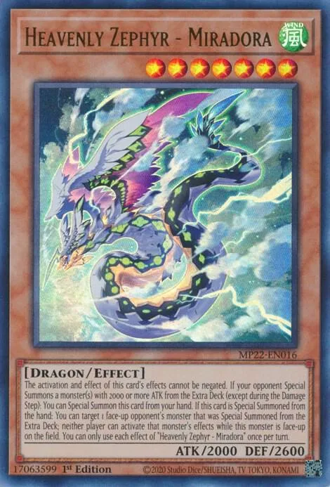 Zéphyr Céleste - Miradora — 2022 Tin of the Pharaoh's Gods — Yu-Gi-Oh!