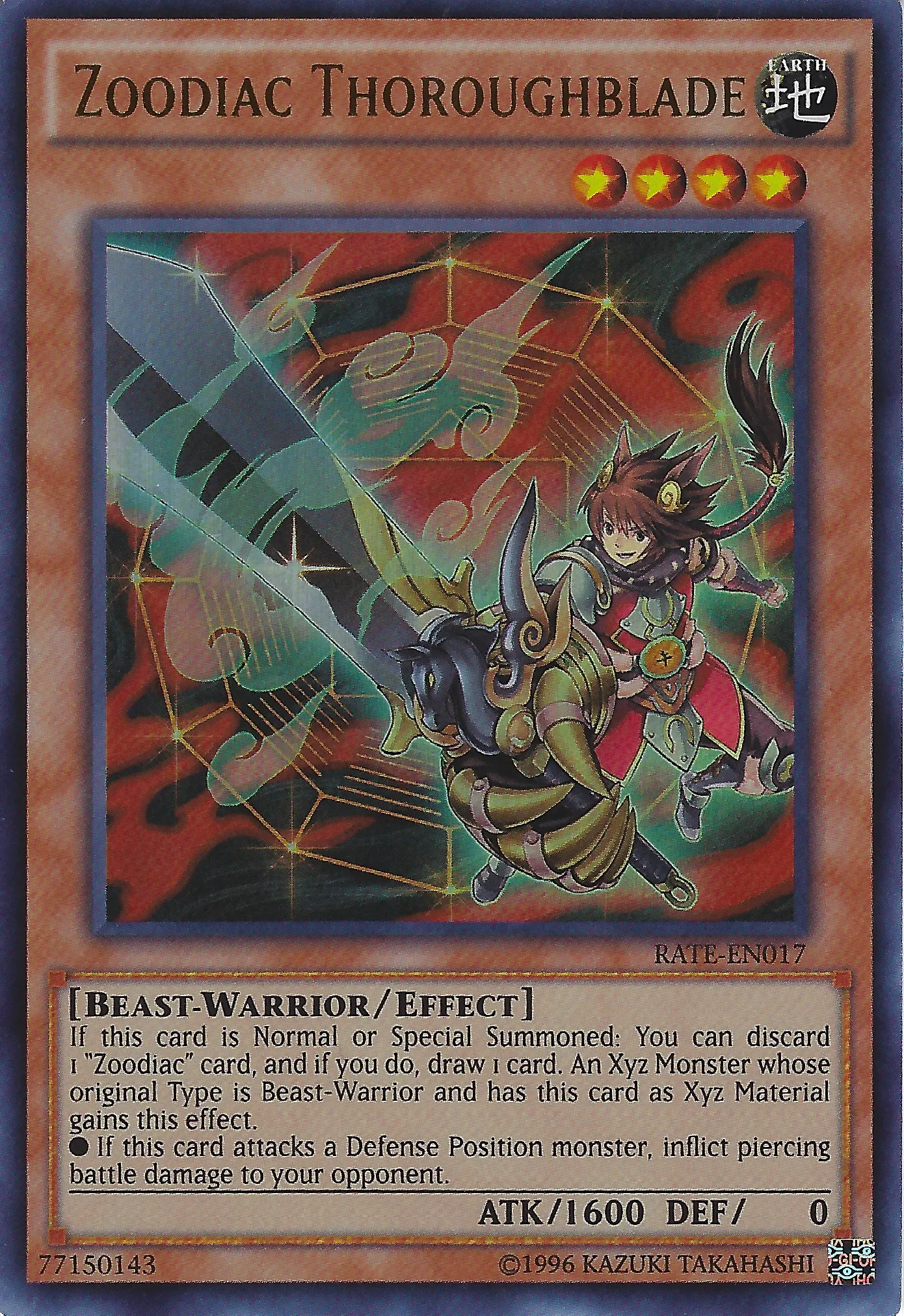 Zoodiac Thoroughblade — Raging Tempest - Unlimited — Yu-Gi-Oh!