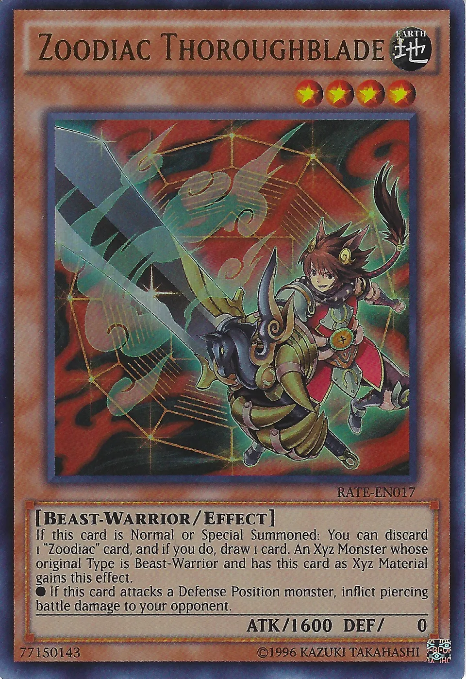 Zoodiac Thoroughblade from Raging Tempest - Unlimited - Yu-Gi-Oh!
